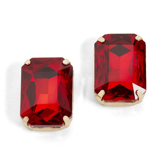 Octagon Jewel Earring - Red - Christmas