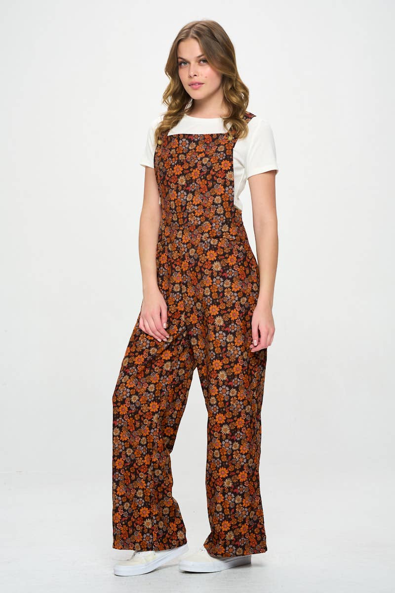 Fall Floral Corduroy Overalls
