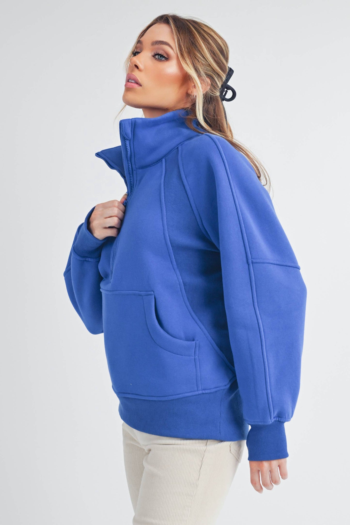 Long Funnel Neck Half Zip