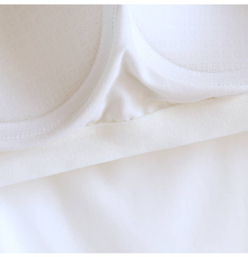 Queen-anne neck cotton blend built-in bra tank top