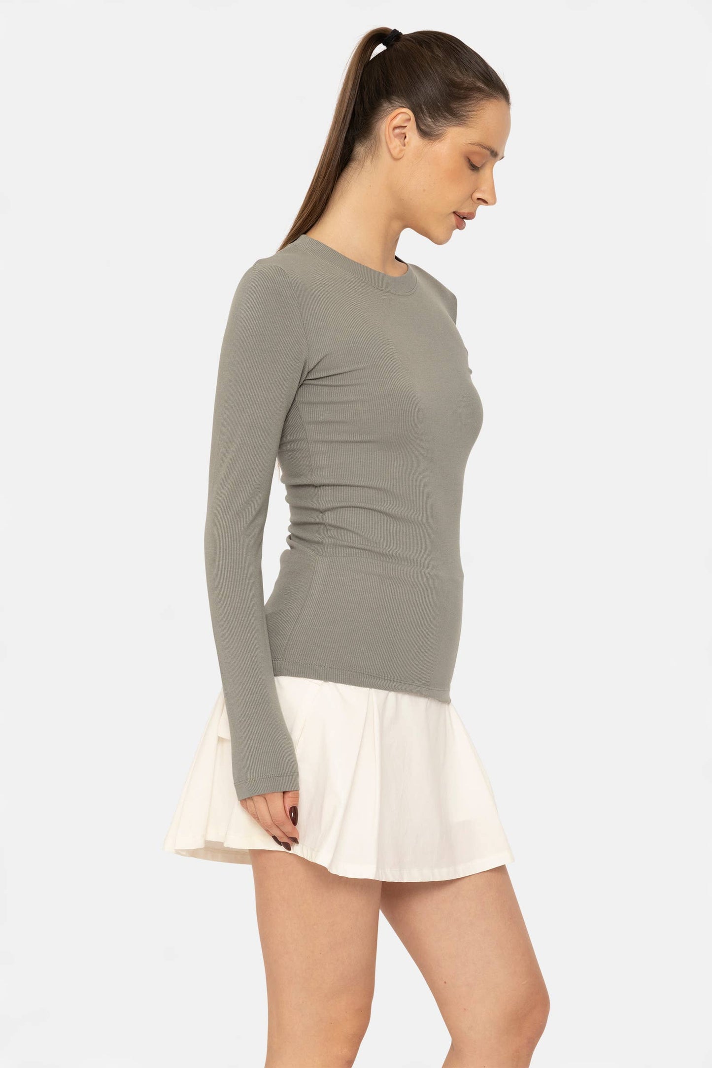 Essential Long-Sleeved Micro-Ribbed Athleisure Top