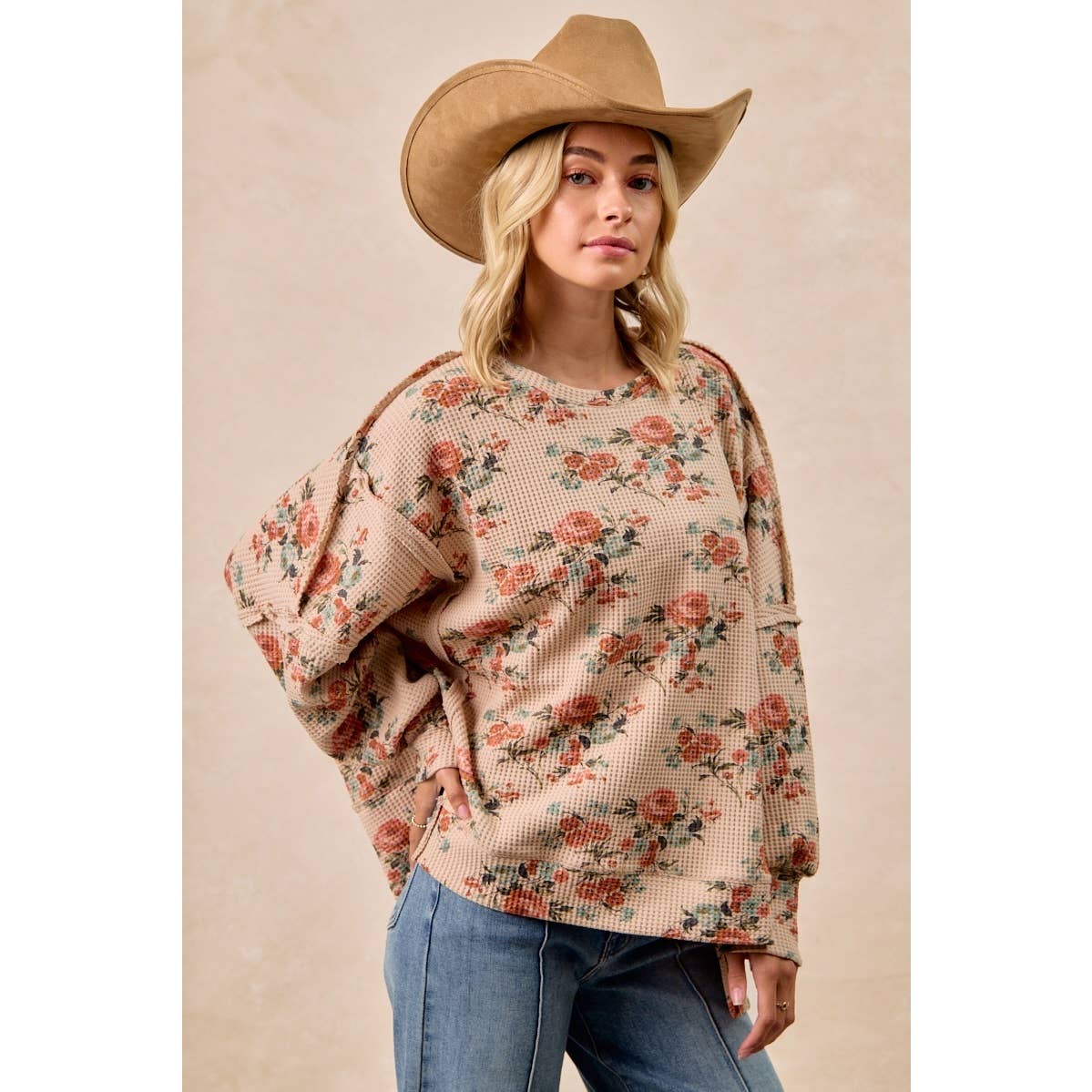 Floral Print Waffle Shirt