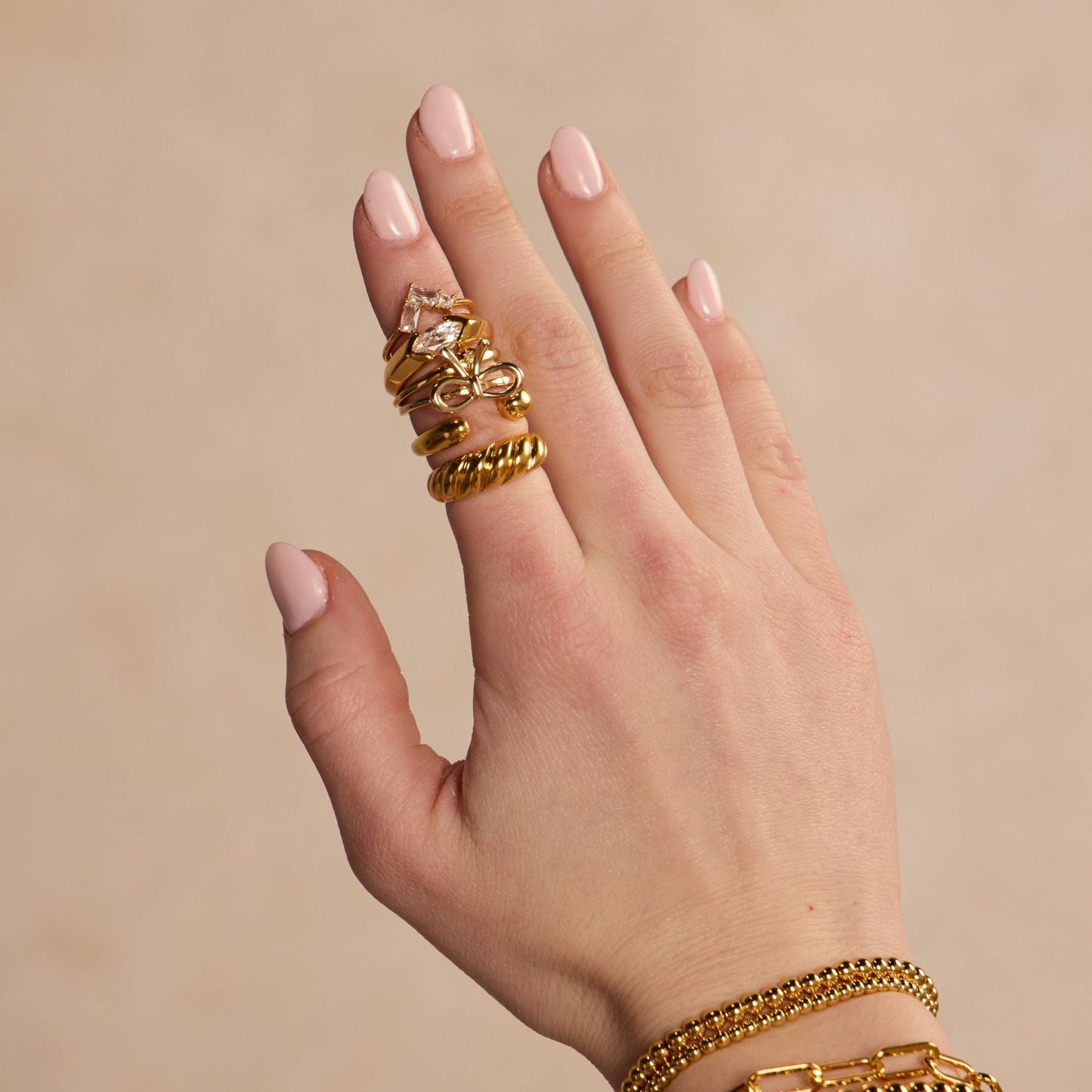 Gold Double Round-Ended Ring