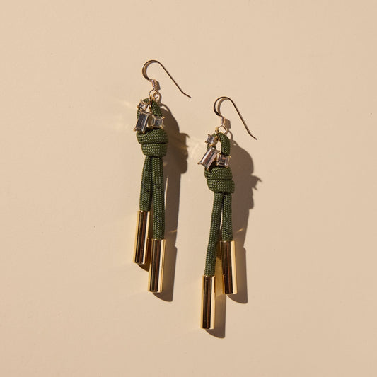 Olive Luxe Denver Cord and Crystal Earring