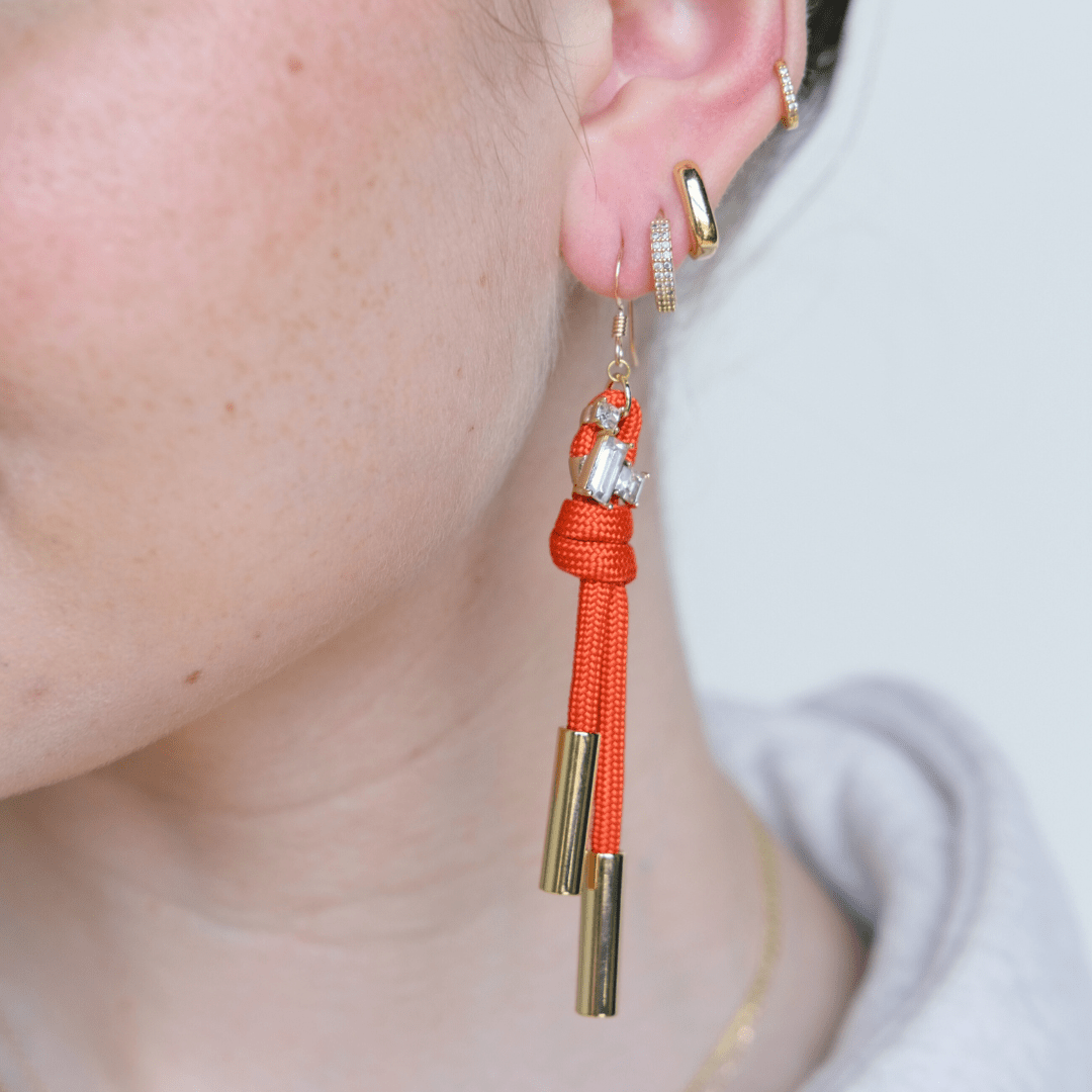 Orange Luxe Denver Cord and Crystal Earring