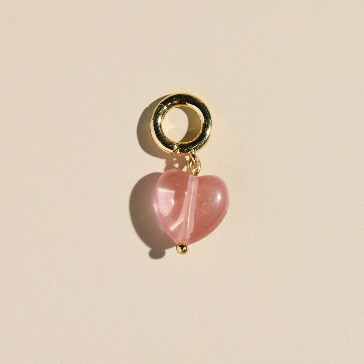 Pink Stone Heart Charm Bracelet and Stud Set