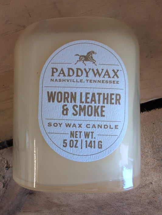 PaddyWax Vista 5 oz Candle- Worn Leather & Smoke