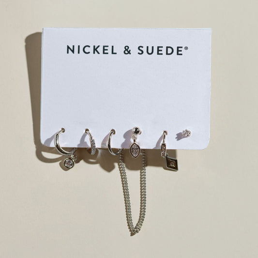 Silver Assorted Dainty Earrings Set