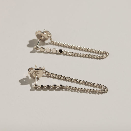 Silver Beaded Drop Statement Earrings