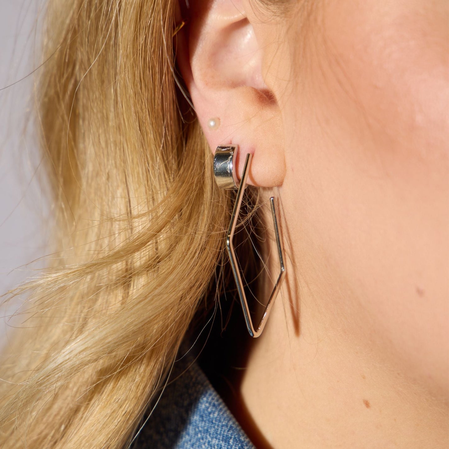 Silver Diamond Hoops