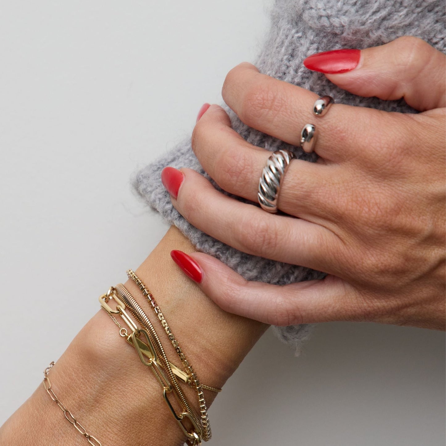 Silver Double Round Ended Ring