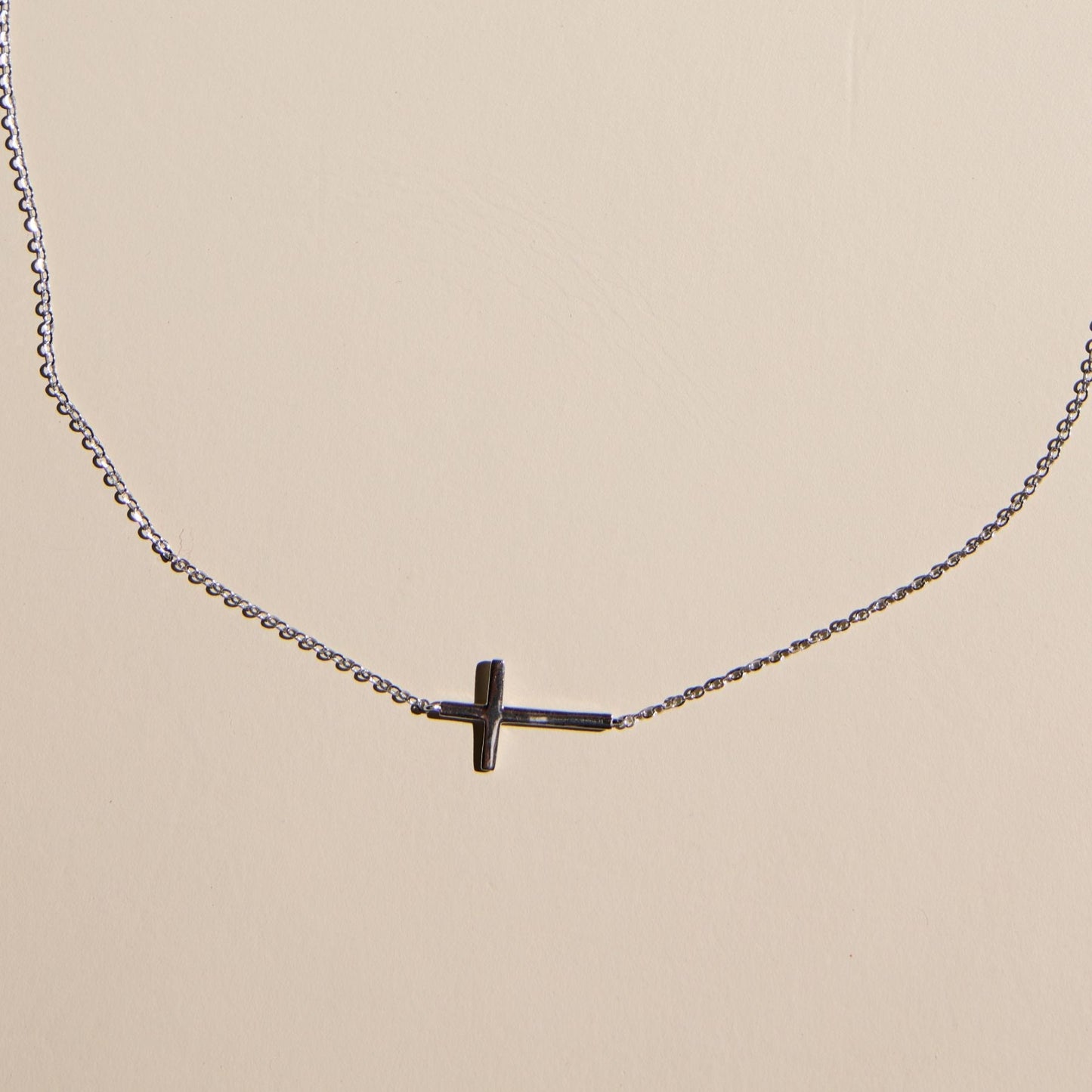 Silver Sideways Cross Necklace