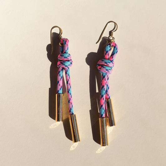 Pink and Blue Denver Cord Earrings