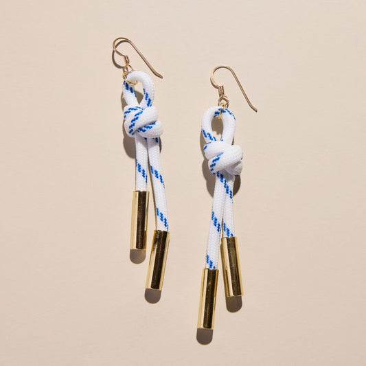White & Blue Denver Cord Earrings