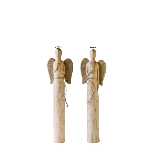 Hand-Carved Mango Wood Angel, 2 Styles