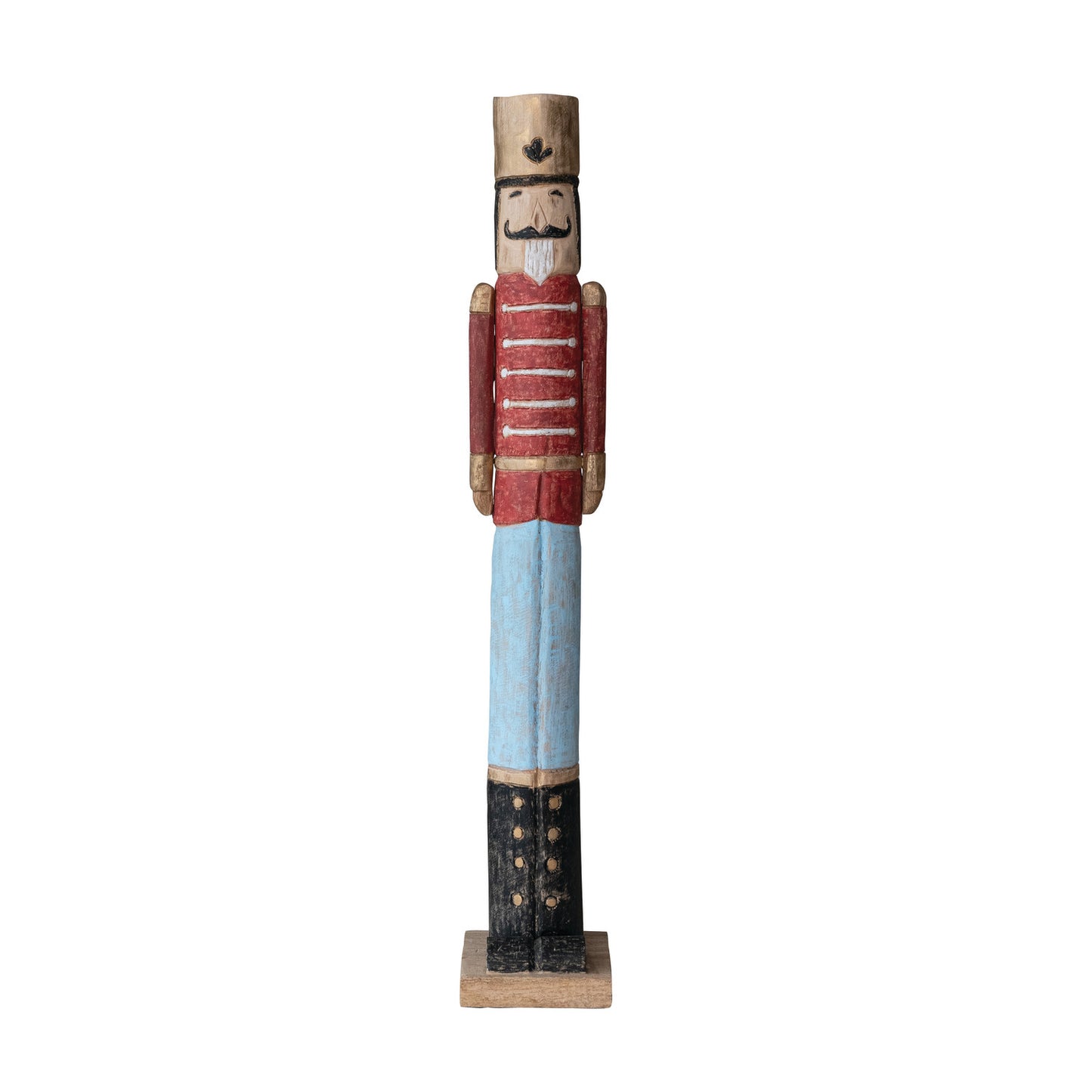 6" Round x 36"H Handmade Mango Wood Nutcracker, Distressed Finish