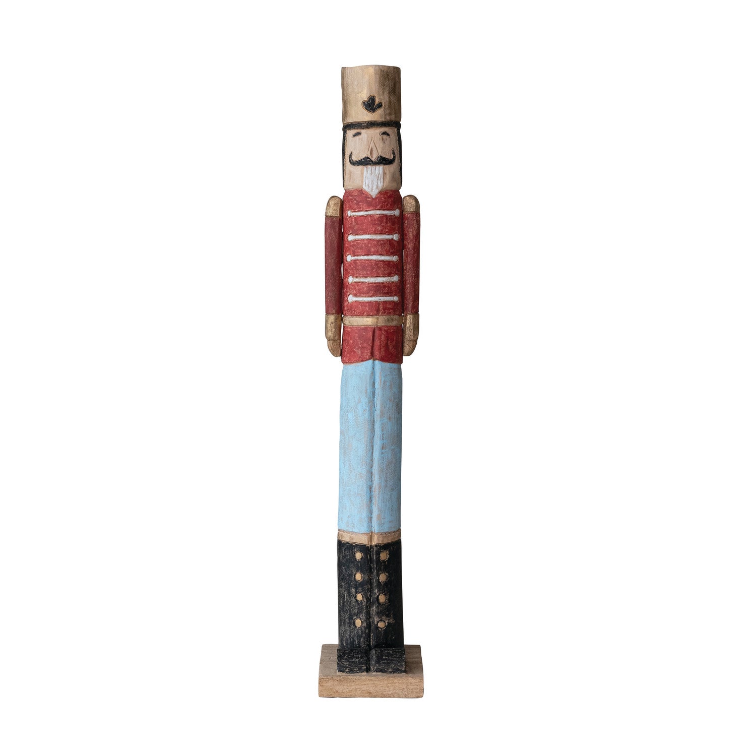 6" Round x 36"H Handmade Mango Wood Nutcracker, Distressed Finish