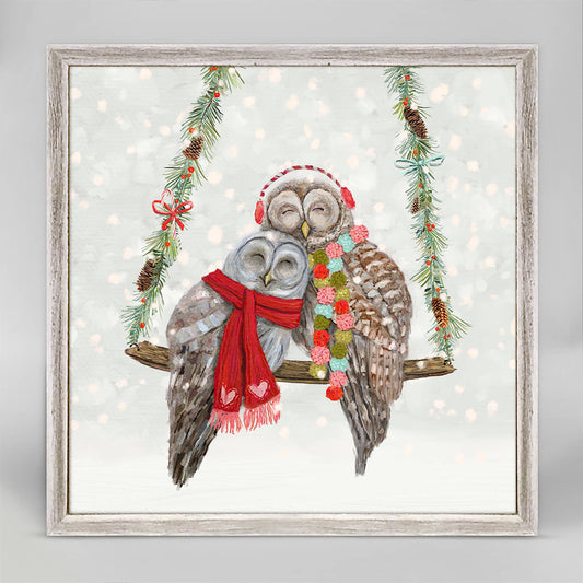Holiday - Santa Claws Owl Pair Mini Framed Canvas