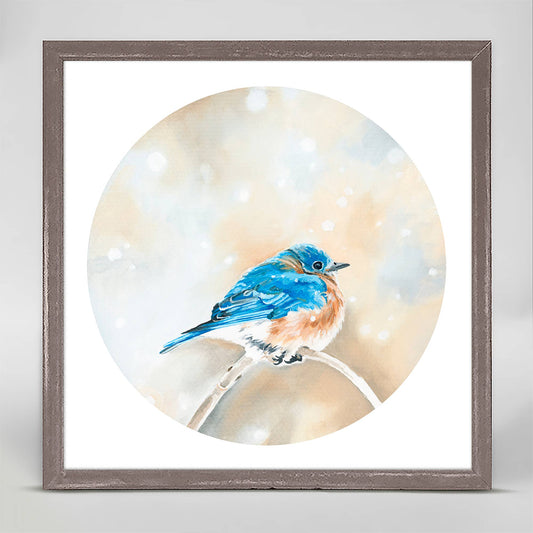 Avian Spotlight - Bluebird In The Snow Mini Framed Canvas