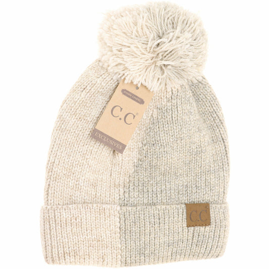 Two Tone Knit CC Beanie