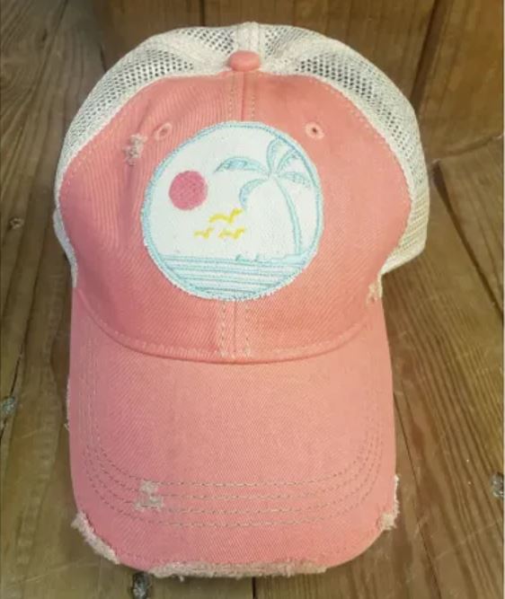 Pink Beach Scene Hat