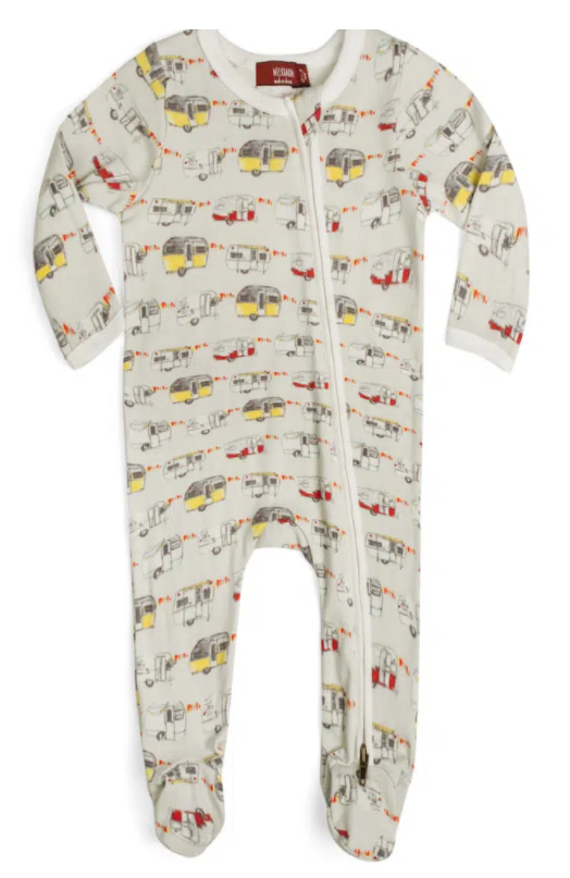 Vintage Trailers Organic Cotton Snap Footed Romper