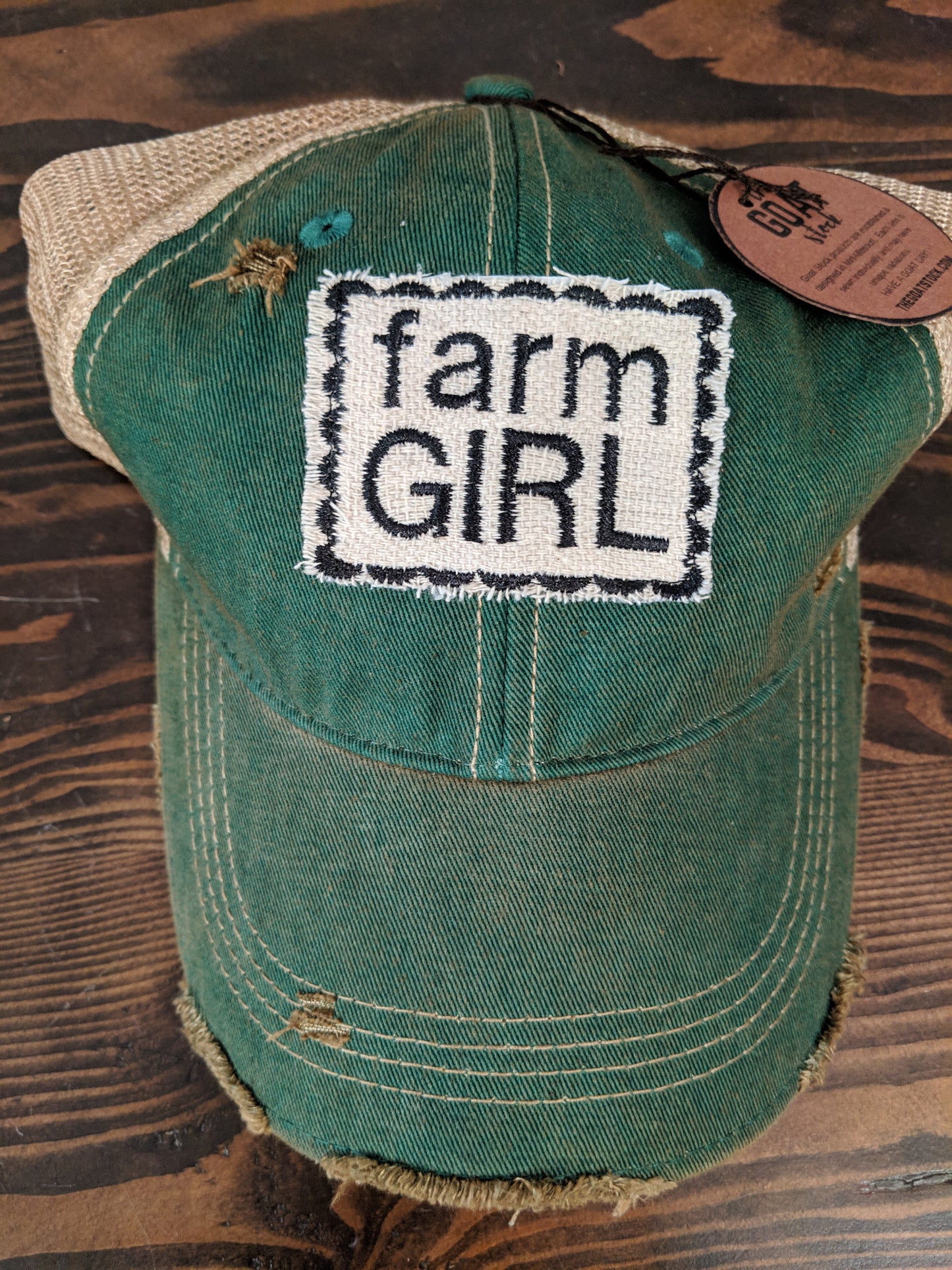 Farm Girl on Green Hat