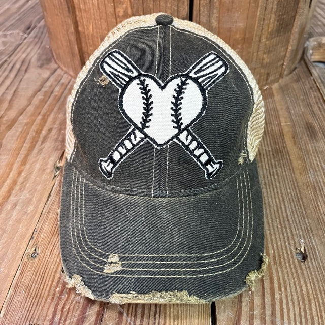 Baseball Heart with Bats Hat
