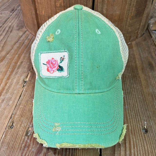 Rose on Mint Hat