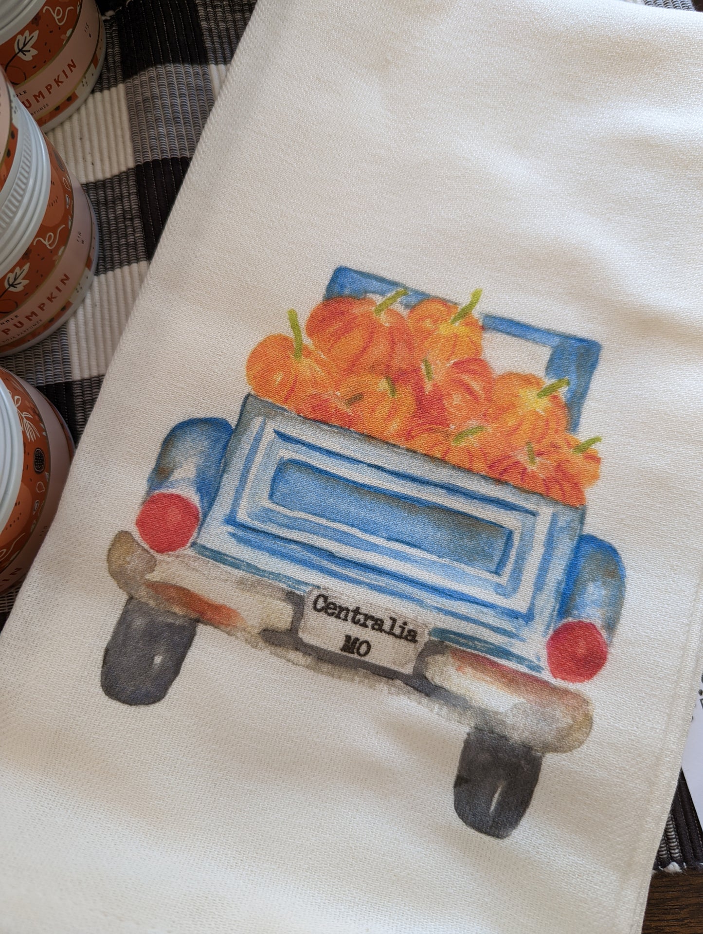 Truck/pumpkin Tea Towel