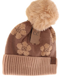 Daisy Patterned Faux Fur Hat C. C.  Beanie