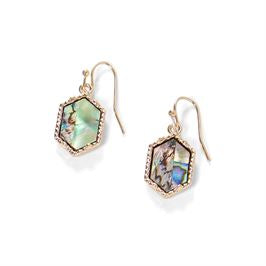 Whispers Abalone Hexagon with Gold Trim Dangle Earrings