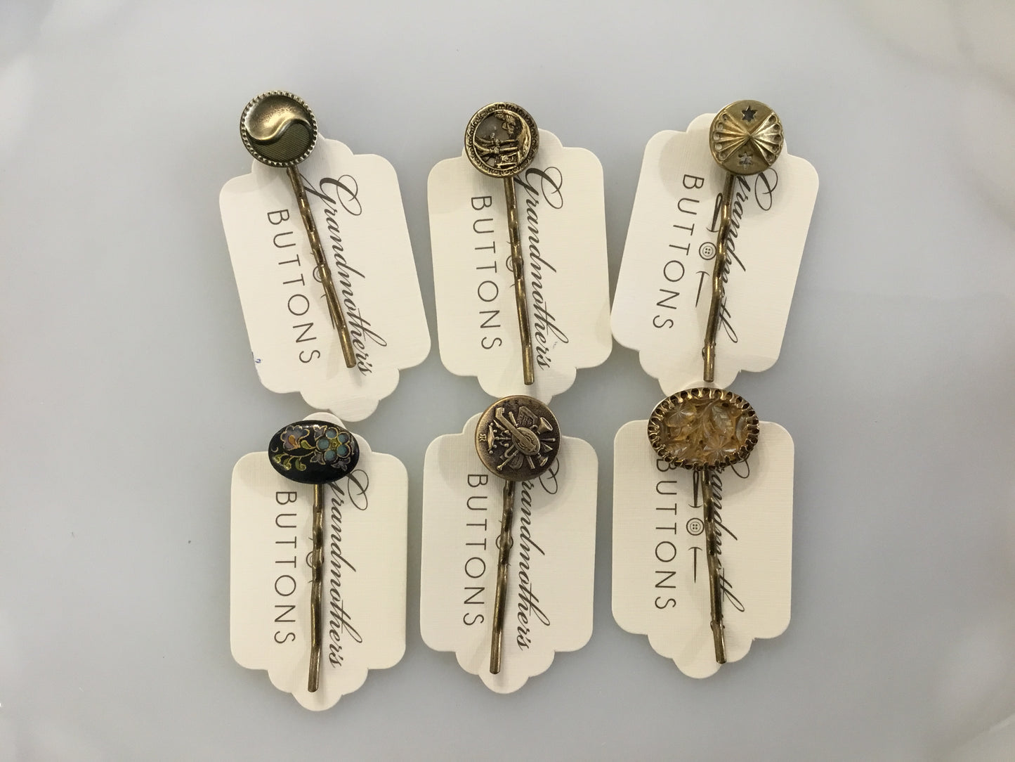 Grandmother’s Buttons Hairpins