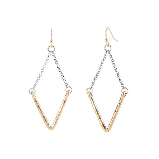 Whispers Gold V Dangle with Chain Earrings